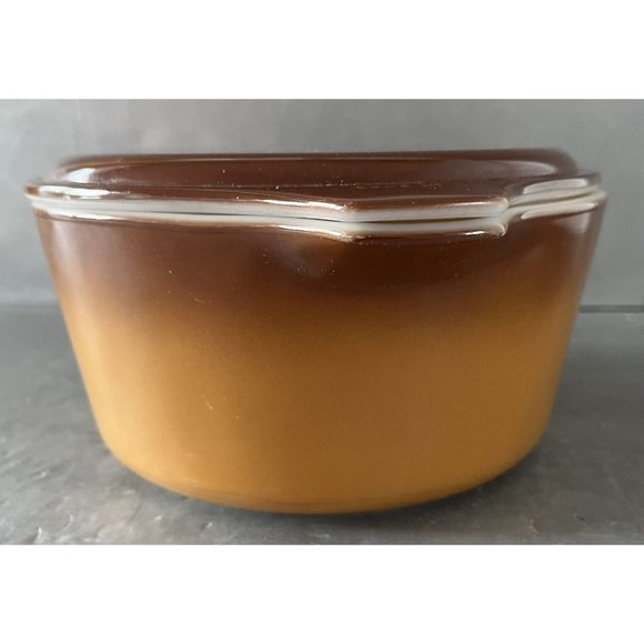 Vintage Pyrex 474-B Brown & Gold Casserole Baking Dish & Lid 1.5 QT 474-B Boho - Picture 4 of 10
